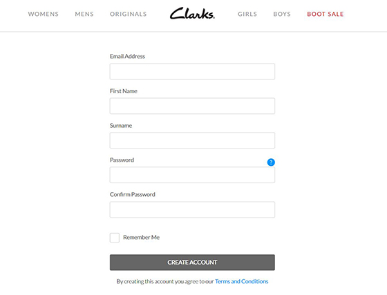 clarks注册页面