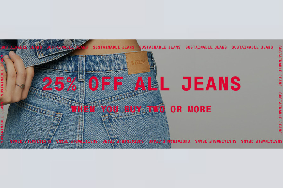 Weekday | 全场牛仔裤买两件得25%OFF折扣，折扣区优惠多多！