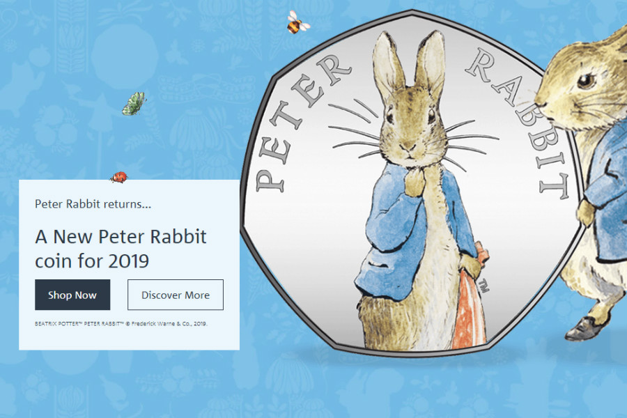 彼得兔50p纪念币发售了！可爱爆炸！