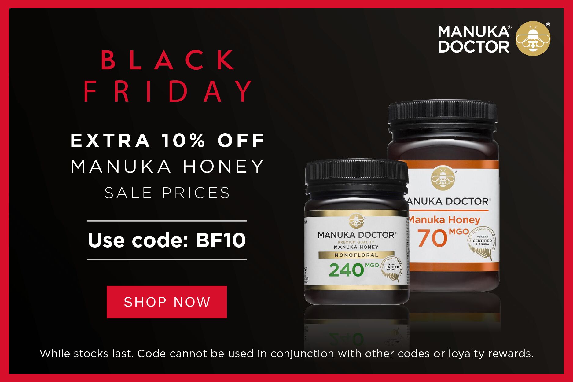 Manuka Doctor | 黑五低至3折+额外9折明天截止,王牌蜂蜜折后仅£13.5