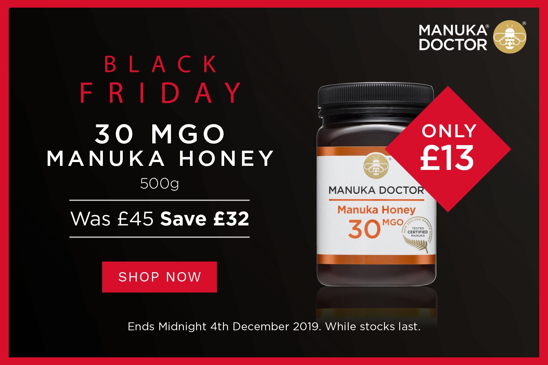 Manuka Doctor麦卢卡 | 养胃蜂蜜500g大罐装闪销28折,只要13镑
