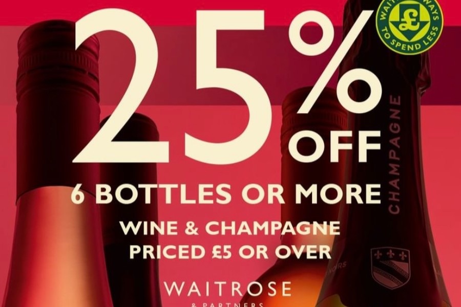 Waitrose全场红酒/香槟满6瓶享7.5折！最低£4.3一瓶，“酒鬼”们买起来