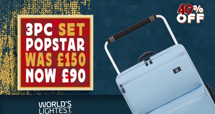 庆祝40周年🎉IT行李箱套装一律6折！世界“最”轻行李箱£90收3个！10年保修嘎嘎好用