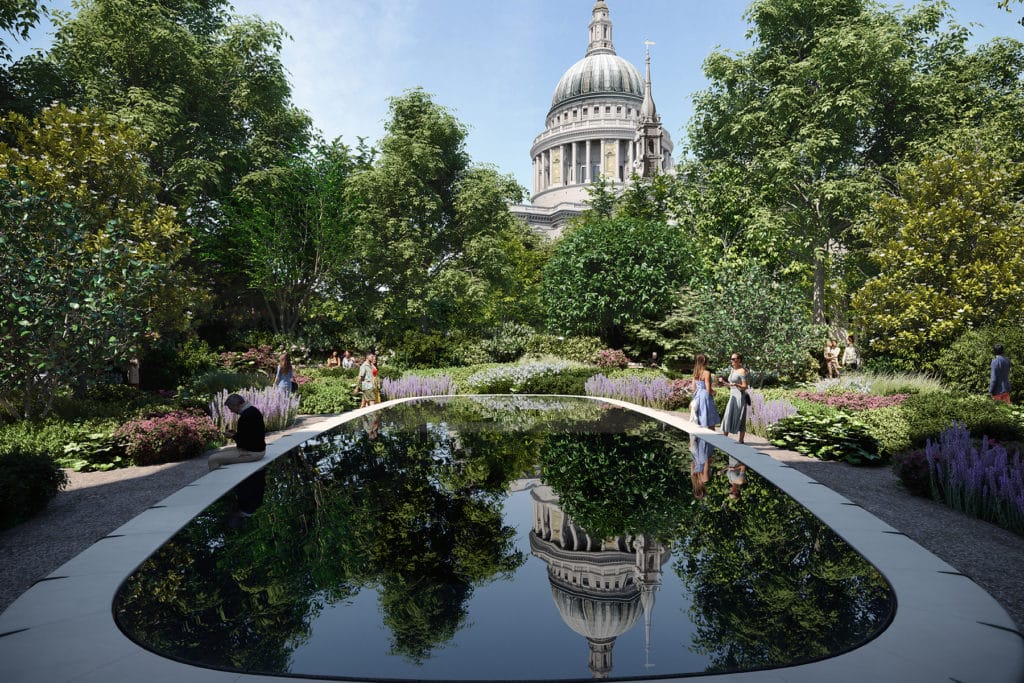 25 Cannon Street 迷你公园·伦敦来了！在城市中央发现倒影圣保罗的静谧绿洲，快来拍下你的专属视角吧