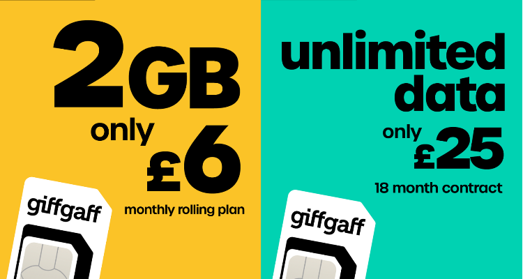 Giffgaff流量翻倍🔝留子首选电话卡📱低至£6/月!£15享100G!£25无限流量!iPhone17好价