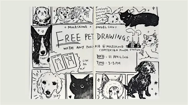 世界宠物日创意工作坊来了！与艺术家 Angel Chiu 在 Moleskine 亲手绘制你的毛孩子肖像