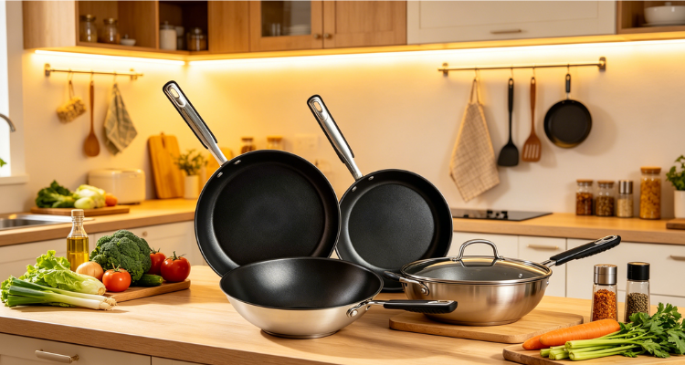 新品首降🔥英亚自营不粘锅3件套仅需£29！陶瓷不锈钢材质！不粘易清洗适配多种炉灶！