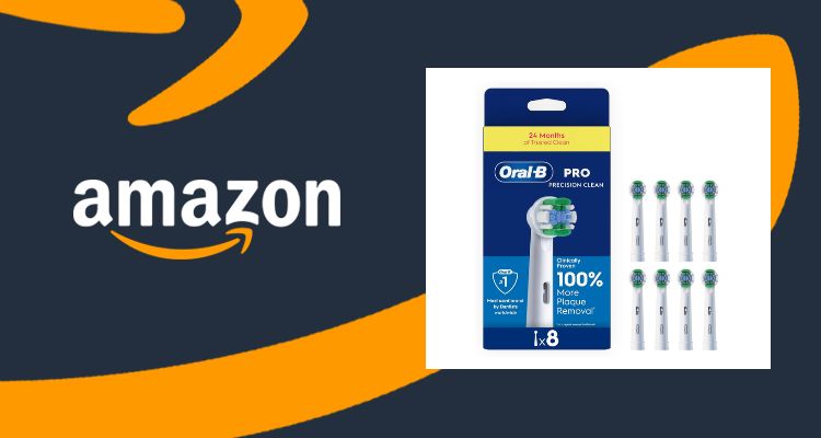 英亚Oral-B Pro替换刷头8支装仅£15收🦷X形刷毛深入牙缝死角,比手动牙刷多去除100%牙菌斑!