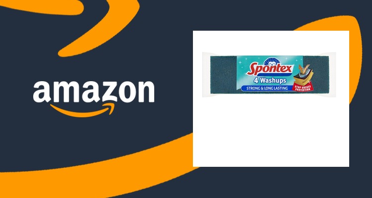 Spontex Washups去油洗碗海绵4片装 一片约20便士 约5.6折仅£0.81