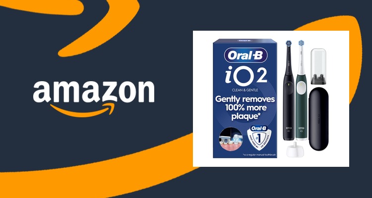 Oral-B iO2 欧乐B 电动牙刷 2支装 压力感应 黑色+绿色 仅£54.99
