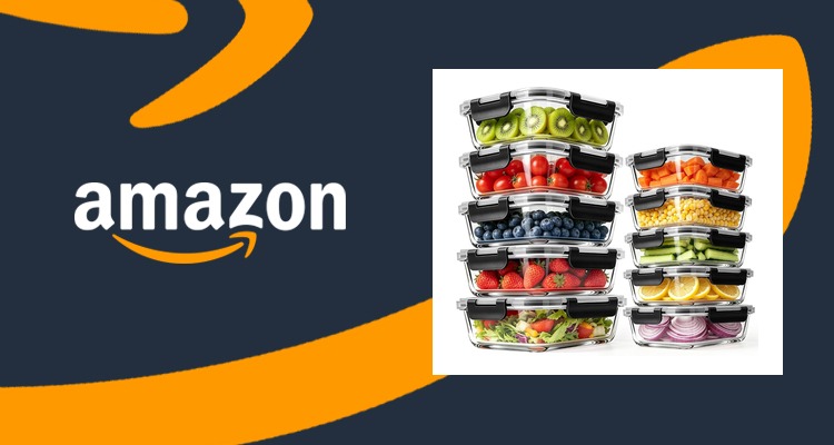MEETOZ 10件套玻璃保鲜盒带盖 到手£19.98 直降33%厨房收纳