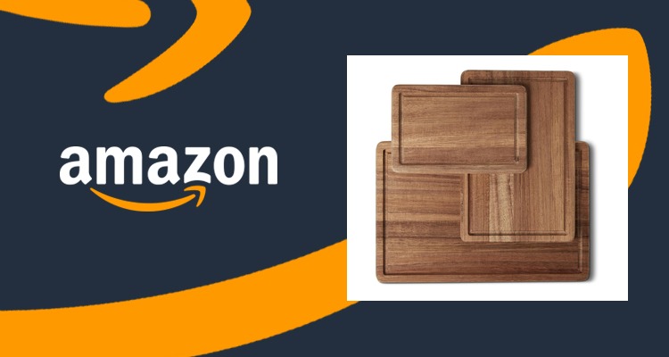 【史低价】Amazon Basics 相思木砧板3件套 大中小 带导流槽 仅£7.69