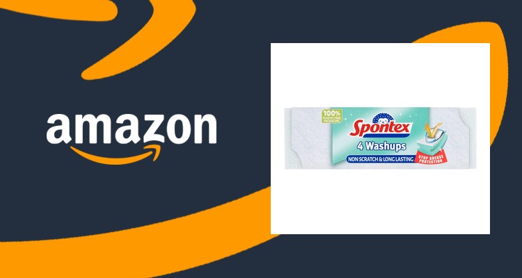 【史低价】Spontex不伤锅洗碗海绵4片装 一片约22便士 6折仅£0.90