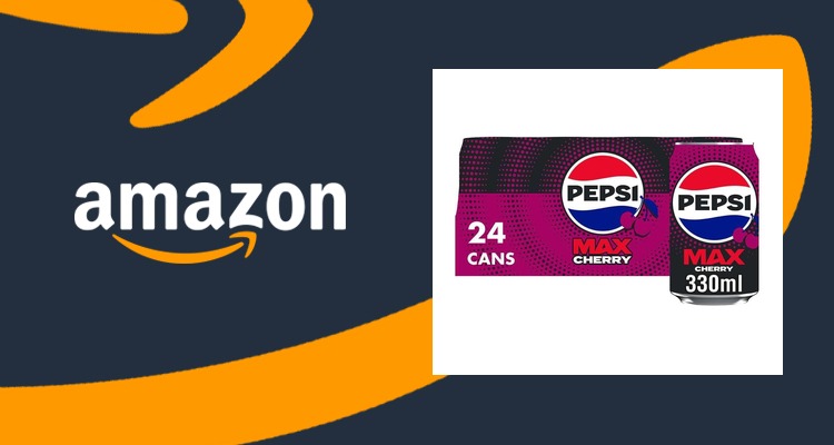 Pepsi百事Max樱桃味零糖可乐330ml×24罐 一罐约33便士 约6.3折£7.89
