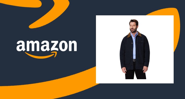 Amazon Essentials 男士纯棉帆布夹克 全里衬 灯芯绒领 黑色M码 仅£11.52