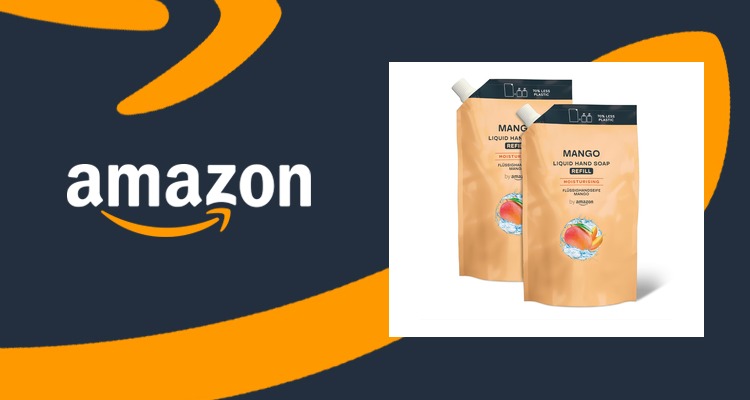 【史低价】by Amazon芒果保湿洗手液补充装1L×2袋 温和清洁 大容量囤货 仅£2.21